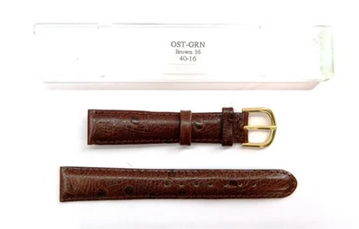 NUEVO Correa de reloj de grano de avestruz de cuero marrón deBeer Europa correa de 16 mm nº 40-16 Foto 1 de 4