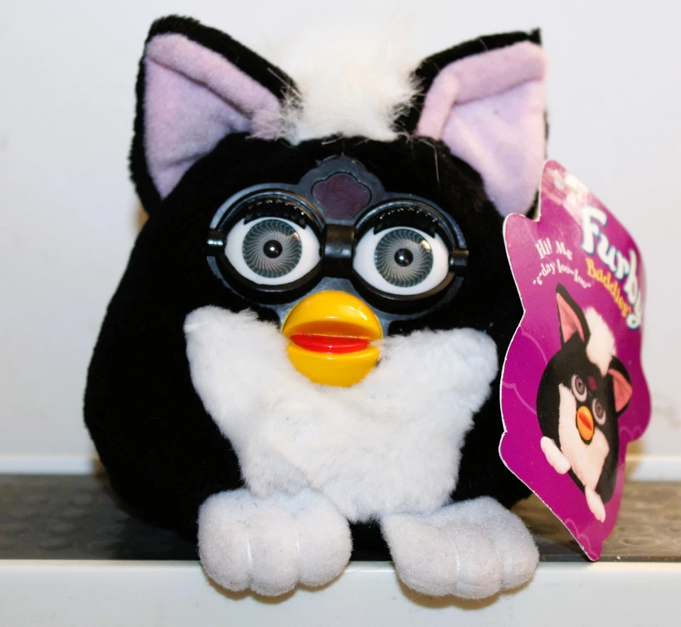 De colección '99 Furby Beanie Buddies Negro/Blanco Mofeta con Ojos Grises Tiger Electronics Foto 1 de 1