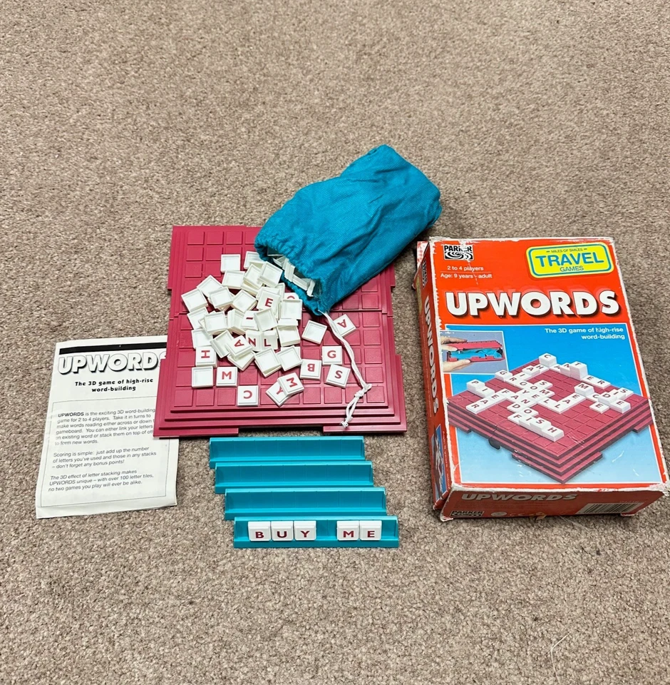 Vintage 1995 Travel Upwords Word Board Game Complete Rules Holiday Camping - Image 1 of 4