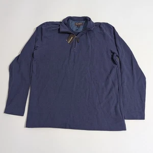 NEW WITH TAGS Johnston & Murphy Blue NWT 1/4 Zip Shirt Sweater M Medium - Picture 1 of 8