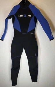 Women's 7mm Aqua Lung Full Size Scuba Dive Wet Suit Backzip Black/Blue Size 5/6 - Picture 1 of 22