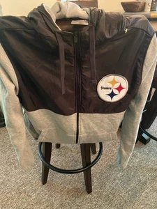 NFL Team Apparel Pittsburgh Steelers Warm Up Windbreaker Jacket Med NWT Black - Picture 1 of 4