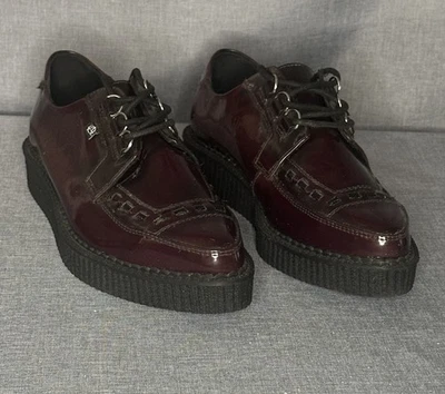 New Tuk Anarchic Creeper Men 8 Women 10 Burgundy 3 Eye Lace Up Patent Leather - Image 1 of 4