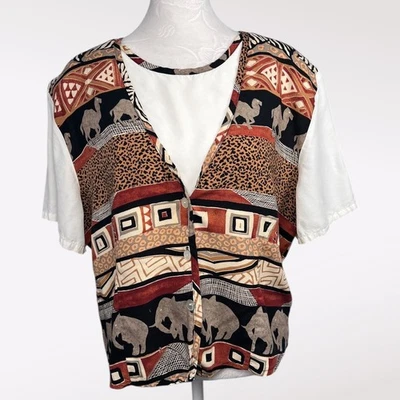 Camisa abotonada vintage con estampado animal Bobbie Brooks XL Foto 1 de 4