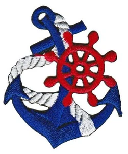 bf54★Ancla azul parche planchar imagen para planchar parche navegación 4,4 x 5,2 cm - Imagen 1 de 1