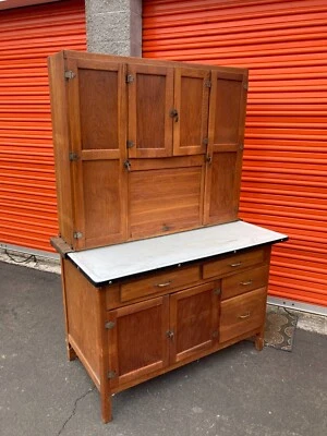 Grande cabana de cozinha antiga Hoosier, vintage, estação de cozimento, balcão esmaltado. - Imagem 1 de 4