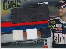 2009 Press Pass Four Wide Dale Earnhardt Jr, RU Tire, Glove, Metal, Suit #d/25