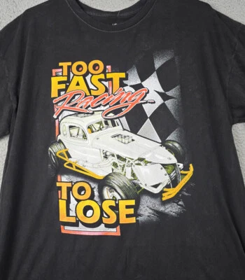 CAMISA DE CARRERAS DEMASIADO RÁPIDA PARA HOMBRE GRANDE NEGRA CASUAL CIRCUITO NASCAR DIRT CORE CAR NUEVA CON ETIQUETAS Foto 1 de 4