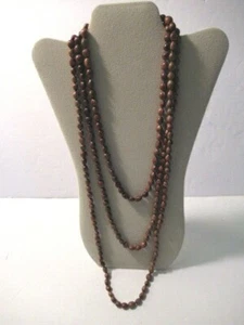 Long necklace 41" long double strand bean BROWN necklace-wrap several times  - Picture 1 of 5
