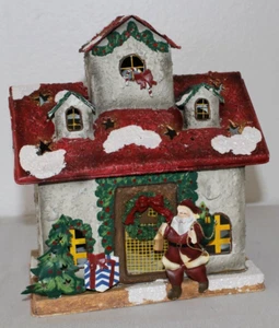 Weihnachten Haus Laterne von Delicates Metalldose Teelicht Kerzenhalter 8,5" hoch - Bild 1 von 13