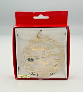 Alaska Genuine 24K Gold Finish Brass Wilderness Moose Mountains Ornament - Picture 1 of 8