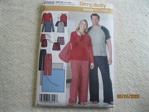 Simplicity 4889 women's and men's pants or shorts, knit top, blanket & bag UNCUT - Picture 1 of 2