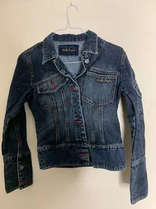 VGC Hipster Denim Trucker UK Size 10 Chilli Pepper Blue Jean Jacket with Pockets - Picture 1 of 14
