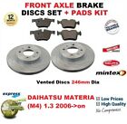 FOR DAIHATSU MATERIA (M4) 1.3 2006-on FRONT AXLE BRAKE PADS + DISCS (246mm Dia)