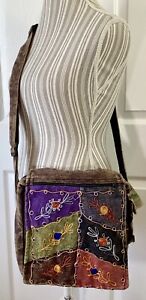 NWT PATHS OF THE SPIRIT Nepal Embroidered Patchwork Hippie BOHO Crossbody Bag