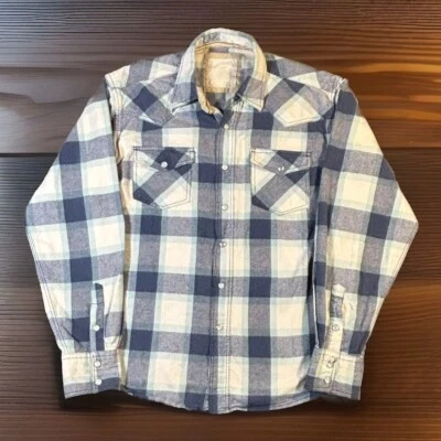Ditch Plains Shirt Men’s Large Blue Plaid Pearl Snap Western Cowboy Rodeo Work - Image 1 of 4