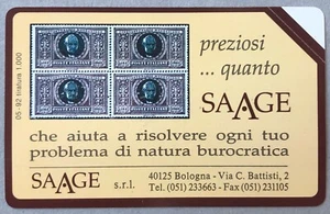 * scheda telefonica SAAGE MANZONI nuova magnetizzata numerata sovrastampata * - Picture 1 of 1