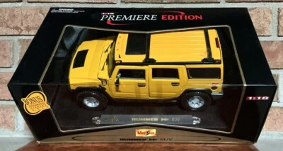 HUMMER H2 MAISTO PREMIERE EDITION YELLOW  1:18 SCALE DIE-CAST BRAND NEW - Image 1 of 4