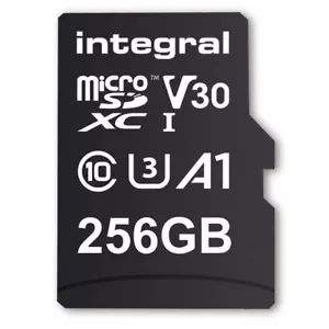 Integral MicroSD 100MBS UHS-1 U3 Class 10 V30 A1 256GB   INMSDX256G-100V30 - Picture 1 of 3