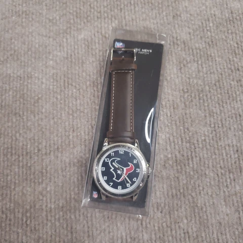 Houston Texans Watch Mens Brown Leather Band Stainless Steel Sparo Cover