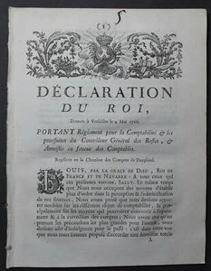 [RECHT Altes Regime] Erklärung des Königs Generalkontrolleur der Reste 1766 - Bild 1 von 1