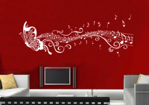 Wandtattoo Liebe Noten SCHMETTERLING Wandfolie WSH03 - Picture 1 of 4
