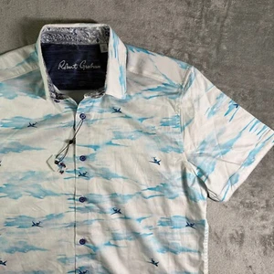 Camisa Robert Graham Estampado Avión Abotonada Manga Corta Calce Clásico M - Imagen 1 de 11