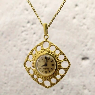 Precioso reloj Glashutte chapado en oro colgante vintage DDR cadena PLAGUE⌚🌷 Foto 1 de 4