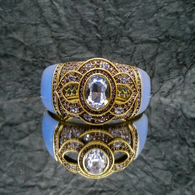 Bracelete feminino Heidi Daus azul strass e esmalte articulado 6,25" assinado  - Imagem 1 de 4