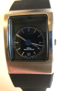 Men's Rare Pulsar V782-5120 Quartz Tank Watch Rubber Band Running - Picture 1 of 5