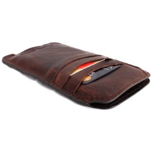 Original Vintage Dark Leather Case for iPhone SE 2 2020 Wallet Handmade Slim Soft - Bild 1 von 5