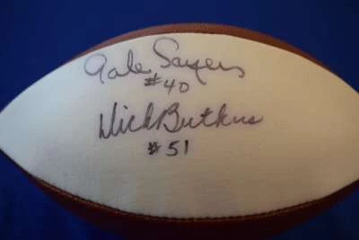 Fútbol americano firmado Gale Sayers Dick Butkus certificado de autenticidad JSA autógrafo Super Bowl XXVIII Foto 1 de 2
