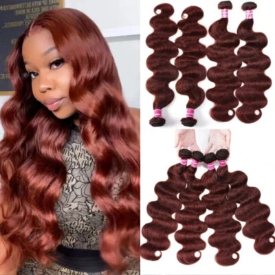 UNICE Peruano Marrón Rojizo Onda Corporal 3 Paquetes Extensión Cabello Humano Rojo Cooper Foto 1 de 4