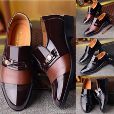Mens Smart Two Tone Brogues Tuxedo Dress Shoes Slip On Formal Business Wedding