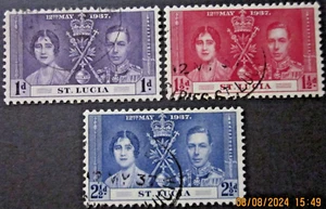 ST. LUCIA ~ S.G. 125 - 127 ~ 1937 CORONATION STAMPS ~ VFU #04238 - Picture 1 of 1