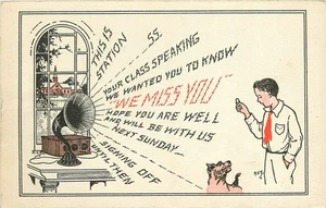1920s Radio Sunday School program religion artist impression Postcard 25-9364 - Picture 1 of 2