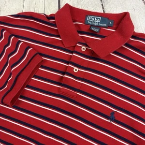 Polo Ralph Lauren Herren Poloshirt rot weiß gestreift blau Logo S/S Größe L - Bild 1 von 9