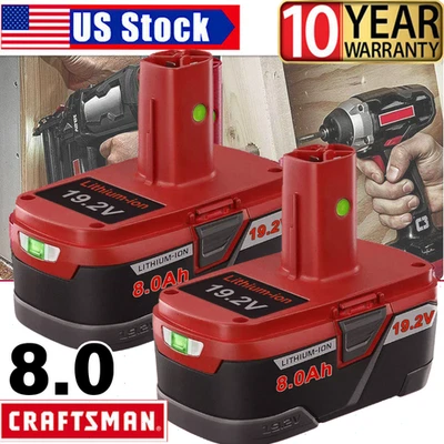 Paquete de 2 baterías XCP de iones de litio troqueladas de 19,2 V 8,0 Ah para Craftsman C3 11375 11570 Foto 1 de 4