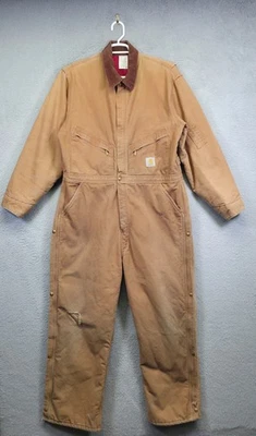 Vintage Carhartt Coveralls Mens 46R Brown Duck Canvas Insulated Work Made in USA - Image 1 of 4