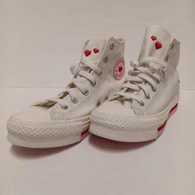 Converse Chuck Taylor All Star Vintage White/Red Hearts Size 4 New W/Box A10716C - Image 1 of 4