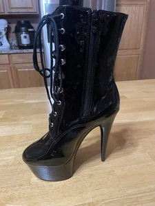 Ellie Shoes 609-DIANA 6" Pointed Stiletto Ankle Book, Black, Size 10 - Picture 1 of 5