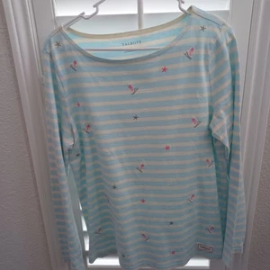 Top Talbots Mujer Rayas Patín sobre Hielo Estampado de Estrellas Manga Larga Talla L Vacaciones Invierno - Imagen 1 de 2