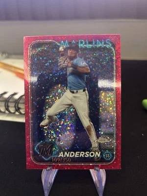 2024 Topps cromo rojo moteado refractores #204 Tim Anderson/350 - Marlins Foto 1 de 2