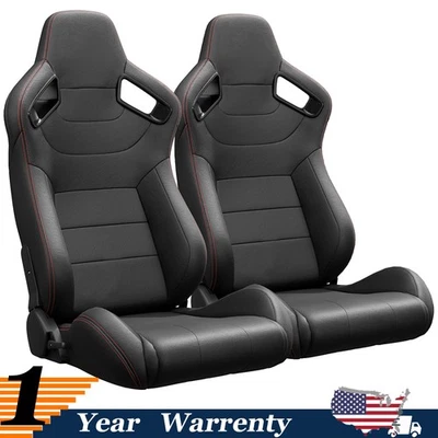 2x Universal Bucket Racing Seats for Acura Adjustable Reclinable w/ Dual-Slider - Image 1 of 4