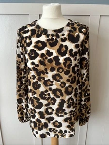 Marks & Spencer Size 10 Animal Print Long Sleeve Pullover Blouse New With Tags - Picture 1 of 6