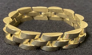 Sterling Silver 925 Three Row Heavy Link Bracelet, 7 1/2 Inch ~ 67.4grams - Picture 1 of 5