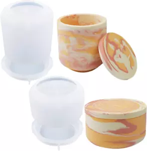 2 PCS Large Jar Resin Mold with Lid Silicone Resin Box Mold, Creative Silicone P - Picture 1 of 7