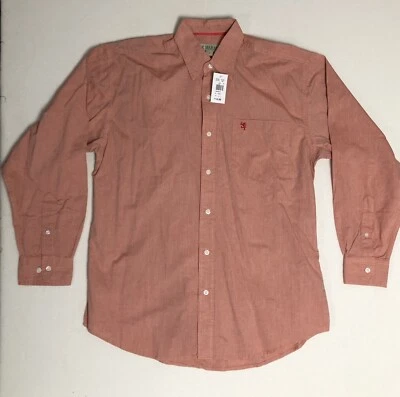 Vintage Haband Men's Button Up Dress Shirt M Coral Long Sleeve Pocket Logo NWT - Image 1 of 4