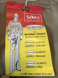 Tuf-Nut ~VINTAGE~ Mens Work Pant With Tags Never Worn Made In USA Beige 48/32 - Picture 1 of 9