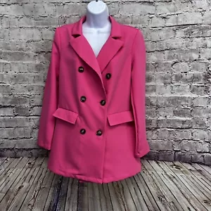 Shein Blazer Damen Größe L Rosa Doppelte Knopfleiste Taschen Langarm - Bild 1 von 10